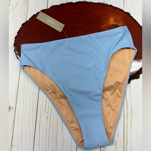 J. Crew Light Blue High Rise High Cut Leg Bikini Bottom Swimwear Size Small